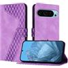 YIRRANZD Custodia per Google Pixel 9 / Pixel 9 PRO, Cover a Libro in Pelle PU con Slot Cart e Silicone TPU Bumper, Flip Caso Portafoglio Cover per Google Pixel 9 (Viola)
