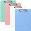 GIDWRIY 4 Pezzi Portablocco A4 Plastica,Cartellina Rigida con Pinza,Clipboard Colorato,Porta Fogli Ufficio con Foro di Sospensione Retrattile,Cartellina Portadocumenti per Ufficio, Scuola, Affari