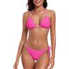 Colloyes Bikini a Triangolo da Donna con Perline Halter String Due Pezzi Costume da Bagno Cravatta Laterale Costumi da Bagno, Rosa Fosforescente., S