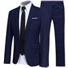 Oyolan Costume da uomo formale elegante slim fit 2 pezzi smoking matrimonio business set giacca + pantaloni con tasche S-6XL, Tipo A Blu marino, S