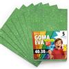 OFITURIA Fogli di Gomma Eva Glitterata per Lavoretti Creativi, Progetti Scolastici, Scrapbooking e Decorazioni Artistiche 40x30cm (Verde Glitterato, 5 pz)