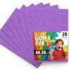 OFITURIA Fogli di Gomma Eva Glitterata per Lavoretti Creativi, Progetti Scolastici, Scrapbooking e Decorazioni Artistiche 40x30cm (Viola Glitterato, 20 pz)