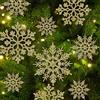 kockuu 36 ornamenti natalizi dorati a forma di fiocco di neve in plastica glitterata per decorazioni invernali per albero di Natale di dimensioni variano fiocchi di neve artigianali