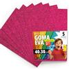 OFITURIA Fogli di Gomma Eva Glitterata per Lavoretti Creativi, Progetti Scolastici, Scrapbooking e Decorazioni Artistiche 40x30cm (Fucsia Glitterato, 5 pz)
