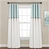 Lush Decor Tenda oscurante con bottoni in lino, 100% foderata, pannello singolo, 213,4 x 101,6 cm, blu e bianco
