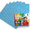 OFITURIA Fogli di Gomma Eva Glitterata per Lavoretti Creativi, Progetti Scolastici, Scrapbooking e Decorazioni Artistiche 40x30cm (Blu Chiaro Glitterato, 5 pz)