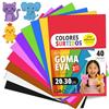 OFITURIA Fogli di Gomma Eva Colorata per Lavoretti Creativi, Fai-da-te, Progetti Scolastici, Scrapbooking, Decorazioni Artistiche e Biglietti 20x30cm (Assortito, 40 pz)
