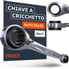 PRESCH Chiave a cricchetto doppia 4-in-1 (9/11 mm & 14/15 mm) - Funzione cricchetto reversibile - Con 90 denti e angolo di ritorno di 4° - 4 misure in una sola chiave - Estremamente robusto