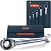PRESCH Set di chiavi a cricchetto 5 pz (8, 10, 13, 17, 19mm) con borsa - Angolo di ritorno minimo (4°, 90 denti) - Chiave con cricchetto di precisione e robuste