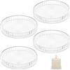 Zourglow 4 Pezzi Porta Candele Piattino, 9 cm Trasparente Piatto Porta Candele Vetro per Candele a Colonna, Disegno Vintage in Rilievo, Portacandele per Decorazione Feste Incenso Spa