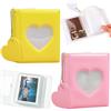 DabbOo 2 Pezzi Mini Album Fotografico per Foto 3 Pollic Photocard Binder Tasche Raccoglitore Porta Carte Fotografiche a Forma di Cuore per Archiviare Foto, Carte D'Identità, Carte(Rosa, Giallo)