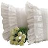 Sibaier - Federa copricuscino in stile shabby vintage, con pizzo ricamato bianco e volant, 50 x 90 cm