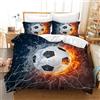 Leleyouzer Copripiumino Calcio 135 x 200 cm per bambini, set da letto singolo 3D, copripiumino per bambini in microfibra + 2 federe 50 x 75 cm (ZQ1)