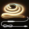 ALITOVE Striscia LED COB USB 5V 1M Dimmerabile Larghezza 5mm Bianco Caldo 3000K 400LED Autoadesiva con Interruttore per Camera da Letto TV Retroilluminazione Decorazione Parete Cucina Illuminazione