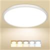 Peasur Plafoniera LED Soffitto, 3000/3500/4000/5000/6500K 24W IP54 Impermeabile Lampada da Soffitto, Sottile Plafoniera Bagno per camera da letto, Cucina, Soggiorno, Balcone, Ø30cm