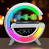 XUNIVERS Lampada da Comodino con Funzione di Ricarica,Intelligent Atmosphere Lamp,Sveglia con Ricarica Wireless,Altoparlante Bluetooth,Luce Notturna Dimmerabile,Alta Qualità del Suono,Controllo APP