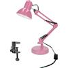 EDO Retrò Lampada da Tavolo con Pinza, Lampada da Scrivania Vintage a E27 Rosa PIXI, Illuminazione da Comodino Luce Orientabile con Braccio Oscillante di 50 cm, per Unghie, Casa o Ufficio, Lettura
