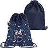 PASO Zaino Premium School Bag per scarpe, scarpe, pantofole Minnie Mouse, nero e blu marino, L