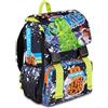 Mitama Zaino Scuola Triplo Scomparto DISCO SPACE, Nero, Tasca Porta Borraccia, Bambino, Scuola Elementare, Estensibile
