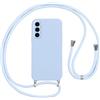 Vauki Custodia per Samsung Galaxy A26 5G Cover con Cordino,Blu Silicone Antiurto TPU Morbido Case Corda Collana Necklace Regolabile Stylish con Catena Ultra Sottile Cover per Samsung Galaxy A26 5G,Blu