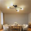 NIUNIAJ Lampadario Soggiorno Industriale,4 Luci Plafoniera Soffitto Vintage E27,Lampada da Soffitto Nero,Plafoniera Sputnik Vintage per Camera da Letto,Soggiorno, Cucina.Diametro 60CM(Senza Lampadina)