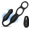 Jock Hyper Thrusting & Vibrating Anal Plug with C-Ring Black