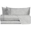 hermet Laura Biagiotti, Set Lenzuola Matrimoniali Cotone, Completo Letto a Fantasia, 100% Cotone, Lenzuolo Sopra + Lenzuolo Con Angoli + Coppia Federe, Nefeli Grigio Perla