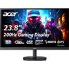 acer Nitro KG242YX1bmiipx Monitor Gaming 23.8, Display FHD IPS 200 Hz, 0,5 ms, FreeSync Premium, Luminosità 250 nits, HDMI 2.0, DP 1.2, Speaker Integrati, Cavo HDMI Incluso, Nero