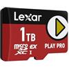 Lexar PLAY PRO Scheda MicroSDXC Express 1TB, fino a 900MB/s lettura, 600MB/s scrittura, ottimizzata per gaming, A2, 4K, ad alta velocità per console portatili, Switch, dispositivi di gioco portatili