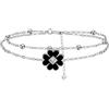 J.MUEN Bracciale Quadrifoglio Donna Argento 925 Bracciale strati stile boho-con Scatola Regalo-Natale Festa della Mamma Regalo di Compleanno per Mamma Moglie Fidanzata