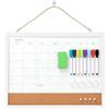 BigKing 2 in 1 Calendario Lavagna Magnetica Bianca e Bacheca in Sughero Combinata, con 8 Pennarello Cancellabile Magneti e 4 Pushpins, 4 Magnets, 1 Cancellino Magnetico Leggero (43×33 cm)