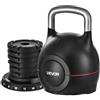 VEVOR Kettlebell Regolabile, con 7 Livelli di Peso 2/5/8/11/14/17/20 kg, Manubrio in ABS e Alluminio Pressofuso per Allenamento della Forza di Presa, Esercizio del Completo del Corpo Nero