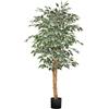 VEVOR 150 cm Albero di Ficus Artificiale con Vaso Nero, Albero Finto Alto con Tronco in Legno Naturale e Foglie e Frutti Verdi Realistici, Pianta Artificiale da Interno per Casa, Ufficio, Soggiorno