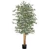 VEVOR Albero Artificiale da Interno da 1829 mm con Vaso Nero, Albero di Ficus Artificiale con Tronco in Legno Naturale e Foglie Verdi Realistiche, per Interni per Casa, Soggiorno o Angolo Decorativo