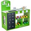 VEVOR Set da Gioco per Bambini in Legno di Alta Qualità 81,5 x 30,7 x 85 cm con Borsa della Spesa, Negozio di Giocattoli con Nastro Trasportatore, Scanner, Registratore di Cassa, Scala Realistica