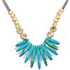 Bling Jewelry Tribale Comprimere Blu Turchese Spike Gemstone Perline Irregolari Pietra Fan Dichiarazione Collare Collare Collane Pettorina Gioielli Occidentali Per Donne Placcato Oro Perline E Chiusura Regolabile