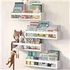 NATURE SUPPLIES Set di 4 mensole bianche per cameretta, 58 cm, giocattoli e decorazioni, libreria a muro galleggiante per cameretta e camera dei bambini