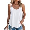 WNEEDU Canotte da Donna delle Signore Estate Maniche Camicie Casual Loose Fit Gilet Canotte per Le Donne Ricamo Occhielli Cami Canotta Bianco XL
