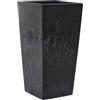 Siena Garden Vaso per piante Nizza Stone nero effetto cemento, 35 x 35 x 68 cm, vaso di plastica con inserto