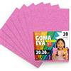 OFITURIA Fogli di Gomma Eva Glitterata per Lavoretti Creativi, Progetti Scolastici, Scrapbooking e Decorazioni Artistiche 20x30cm (Rosa Glitterato, 20 pz)