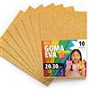 OFITURIA Fogli di Gomma Eva Glitterata per Lavoretti Creativi, Progetti Scolastici, Scrapbooking e Decorazioni Artistiche 20x30cm (Oro Glitterato, 10 pz)