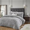 Paoletti Set copripiumino Alpine - Set di biancheria da letto minimalista a righe in morbida pelliccia sintetica (Grigio - Super King)