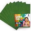 OFITURIA Fogli di Gomma Eva Glitterata per Lavoretti Creativi, Progetti Scolastici, Scrapbooking e Decorazioni Artistiche 20x30cm (Verde Scuro Glitterato, 5 pz)