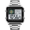 Nicoone Orologio digitale da uomo, quadrante impermeabile fino a 30 m, cronometro, Argento, Bracciale