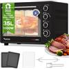 TurboTronic By Z-LINE TurboTronic Forno Elettrico da Tavolo con Ventilazione e Girarrosto - 35 Litri, 1600W, Mini Forno per Pizza e Camping, Nero con 2 Teglie