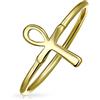 Bling Jewelry Anello Minimalista D'Oro 14K Placcato In Argento 925 Midi Knuckle 1Mm Band Impilabile Croce Ankh Simbolo Egiziano Della Vita