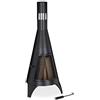 Relaxdays Stufa da Esterno con Parascintille, Caminetto Decorativo, da Giardino, a Legna, HxD 120 x 45 cm, Acciaio, Nera