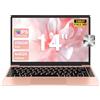 bvate PC Portatile Computer 14 Pollici Notebook Win 11 256GB Supporta l' espansione 1TB SSD 2.4G+5G 1080P con mouse senza fili & & Film in lingua siliconica per tastiera(Italiana)-Oro rosa-1