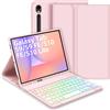 Bettdow Tastiera Custodia per Samsung Galaxy Tab S10 Lite/S10 FE 10.9 2025, Layout Italiano Tastiera Retroilluminata Staccabile e Cover Custodia per Tab S10 Lite/S10 FE/S9 FE 10.9/Tab S9 11, Rosa
