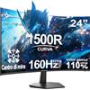Minifire Curved Gaming Monitor 24 Pollici, 160Hz, 1500R, 1Ms, sRGB110%, FHD 1080P, compatibile con VESA, protezione occhi Adaptive Sync, porte HDMI＆DP (MFG24C1L, cavo HDMI incluso)